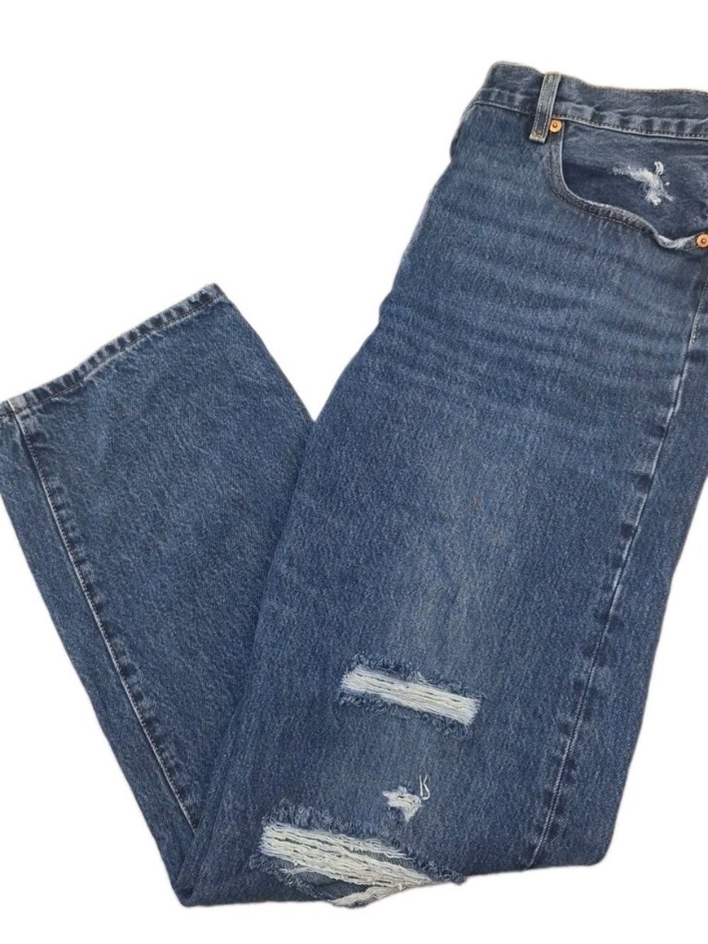 Levi's 501 Mens Blue Jeans 33x32 Button Fly Distressed